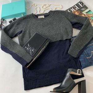 Acne Brand Sweater - Layered Gray and Navy Wool - Women’s Size Small